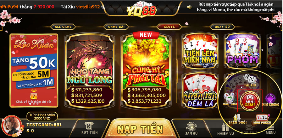 Giao diện game bài Yo88