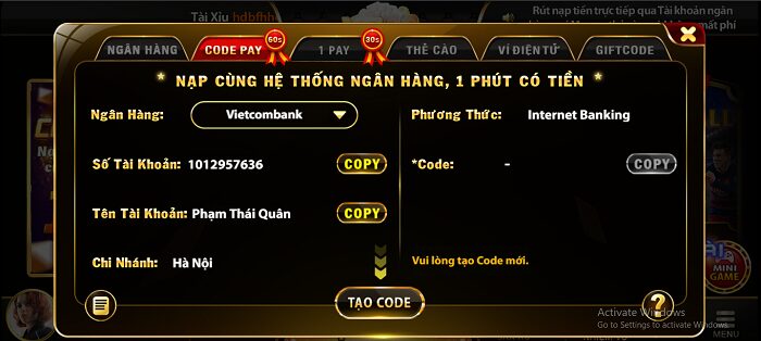 Hướng dẫn cách rút nạp tiền vào game bài Yo88